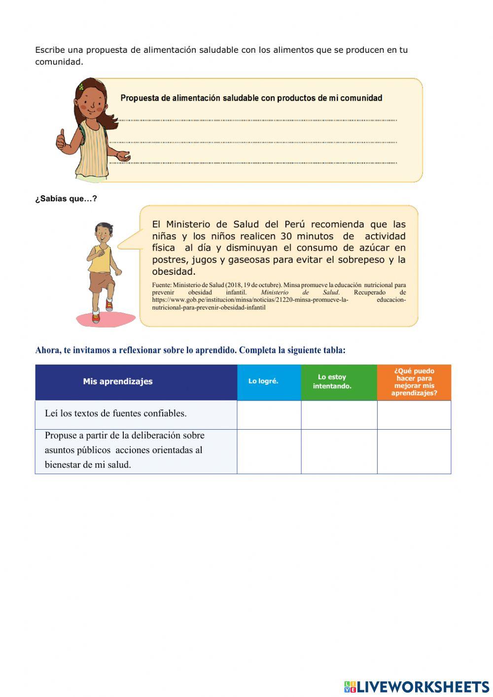 Deliberamos en familia para tener una alimentación saludable