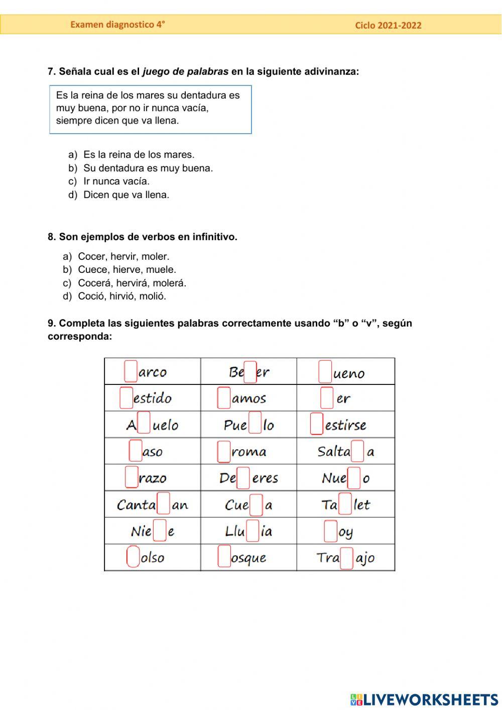 Examen de diagnóstico