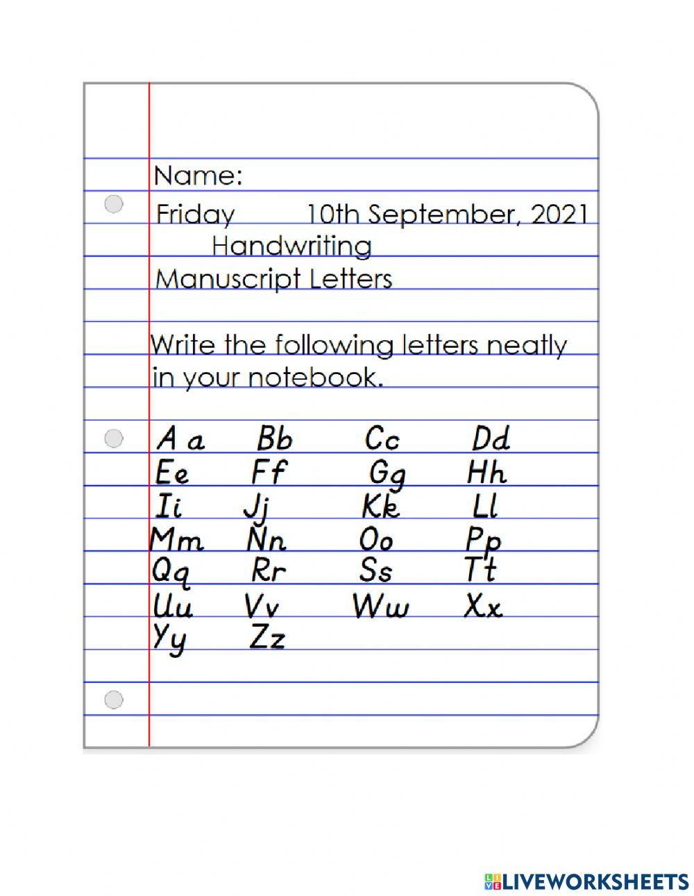Handwriting Manuscript Letters