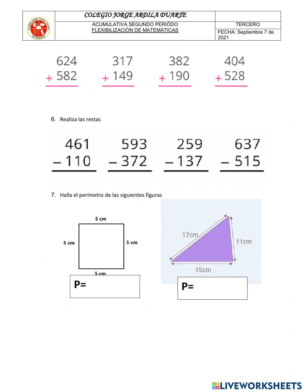 Evaluación matemáticas