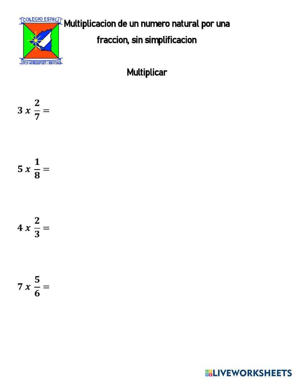 Multiplicacion de enterio por fraccion