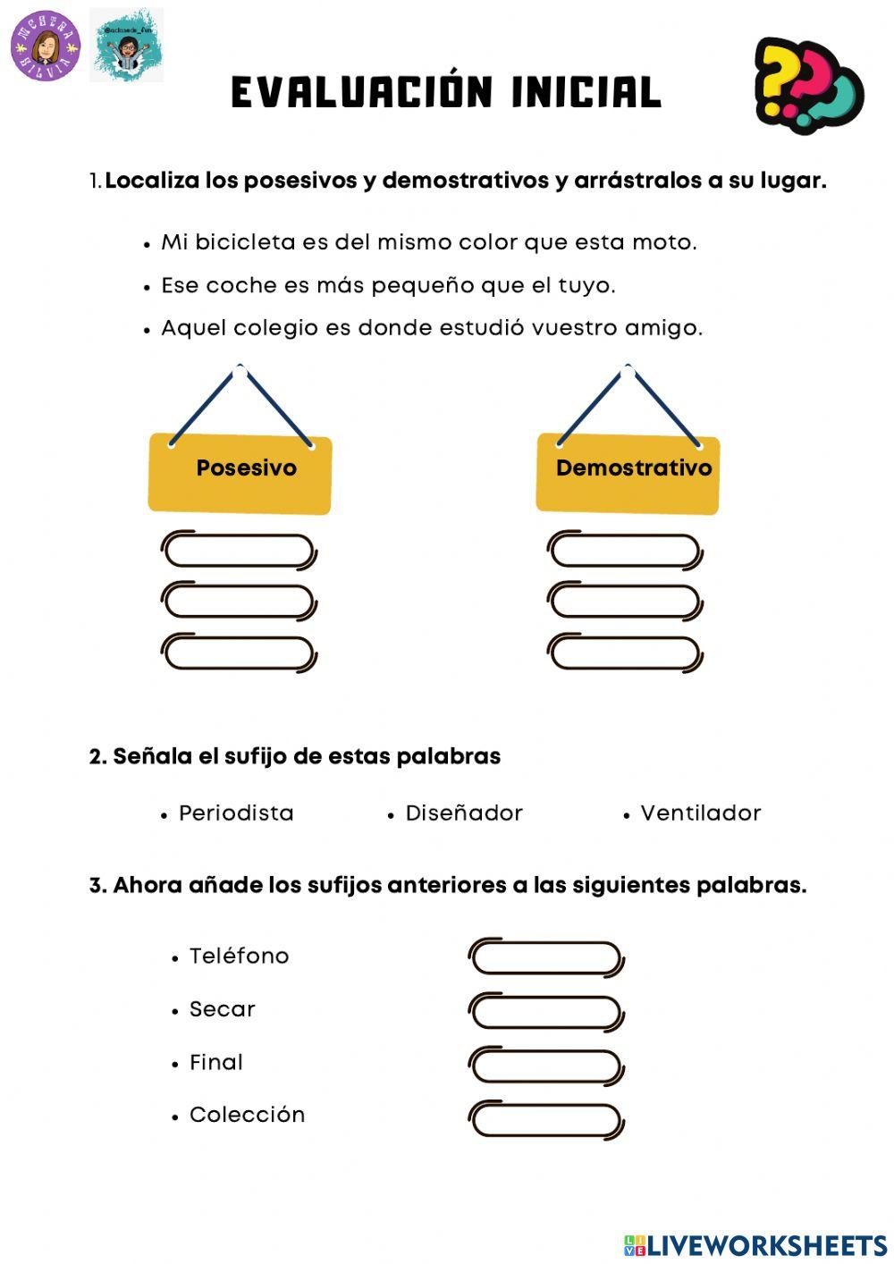 Evaluación inicial LC 5º EP