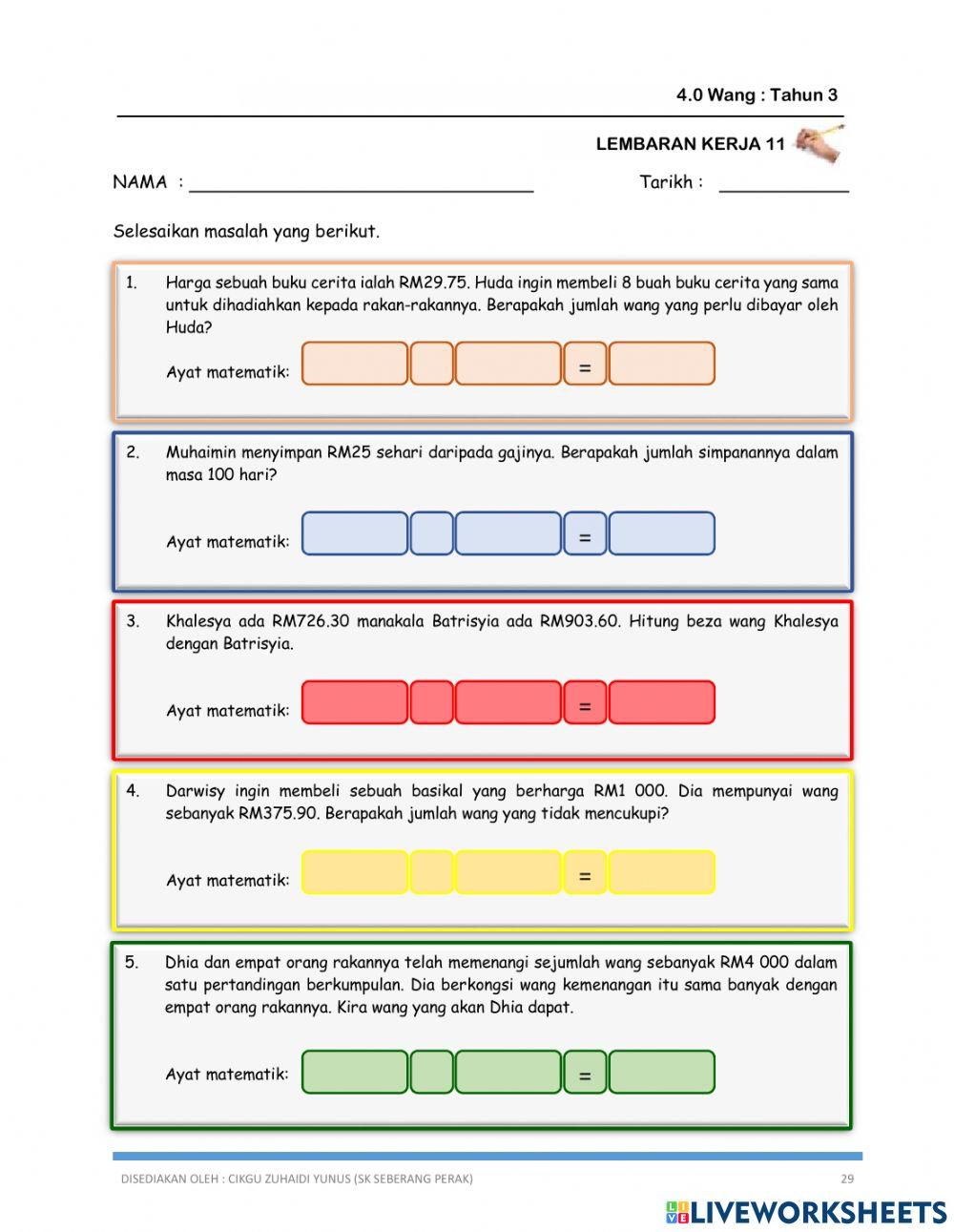 Matematik Thn 3 - Penyelesaian Masalah (Wang)