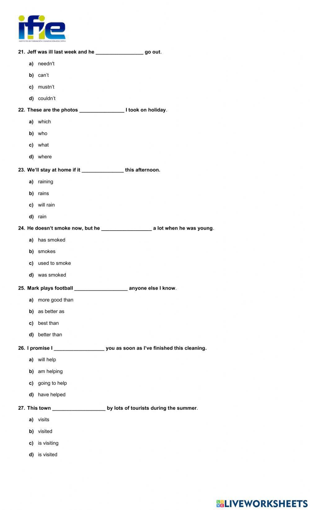 test-english-online-exercise-for-live-worksheets