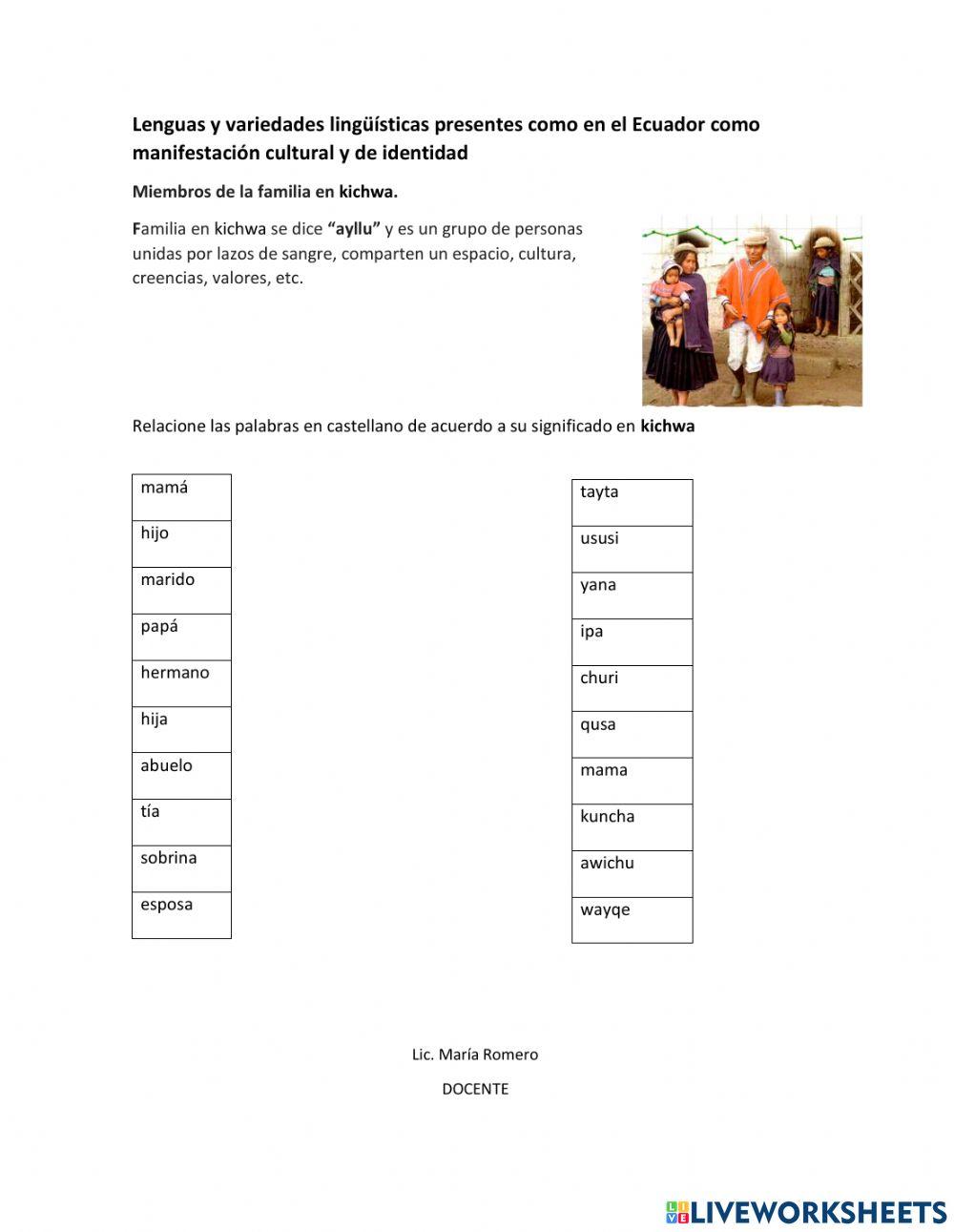 La familia en kichwa