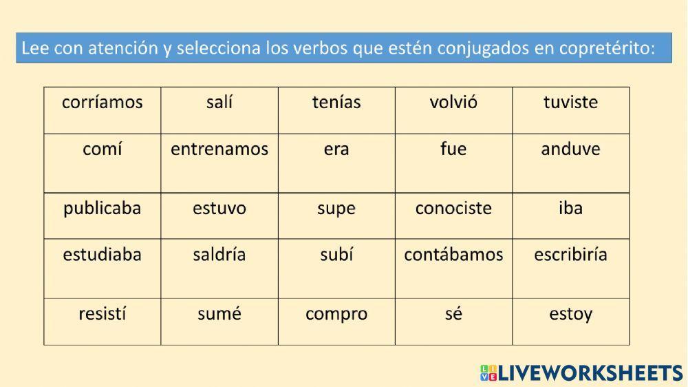 Pretérito y copretérito