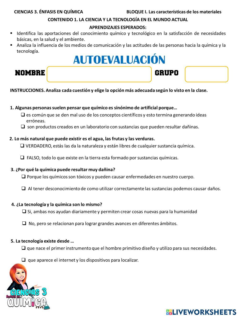 Autoevaluación Ciencia y Tecnología