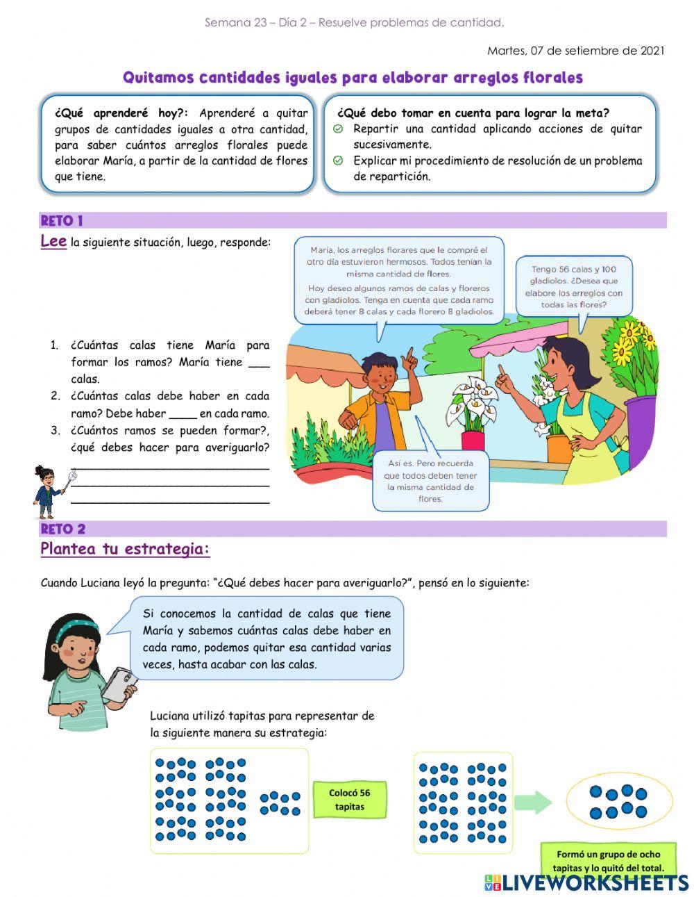 Quitamos cantidades iguales para elaborar arreglos florales