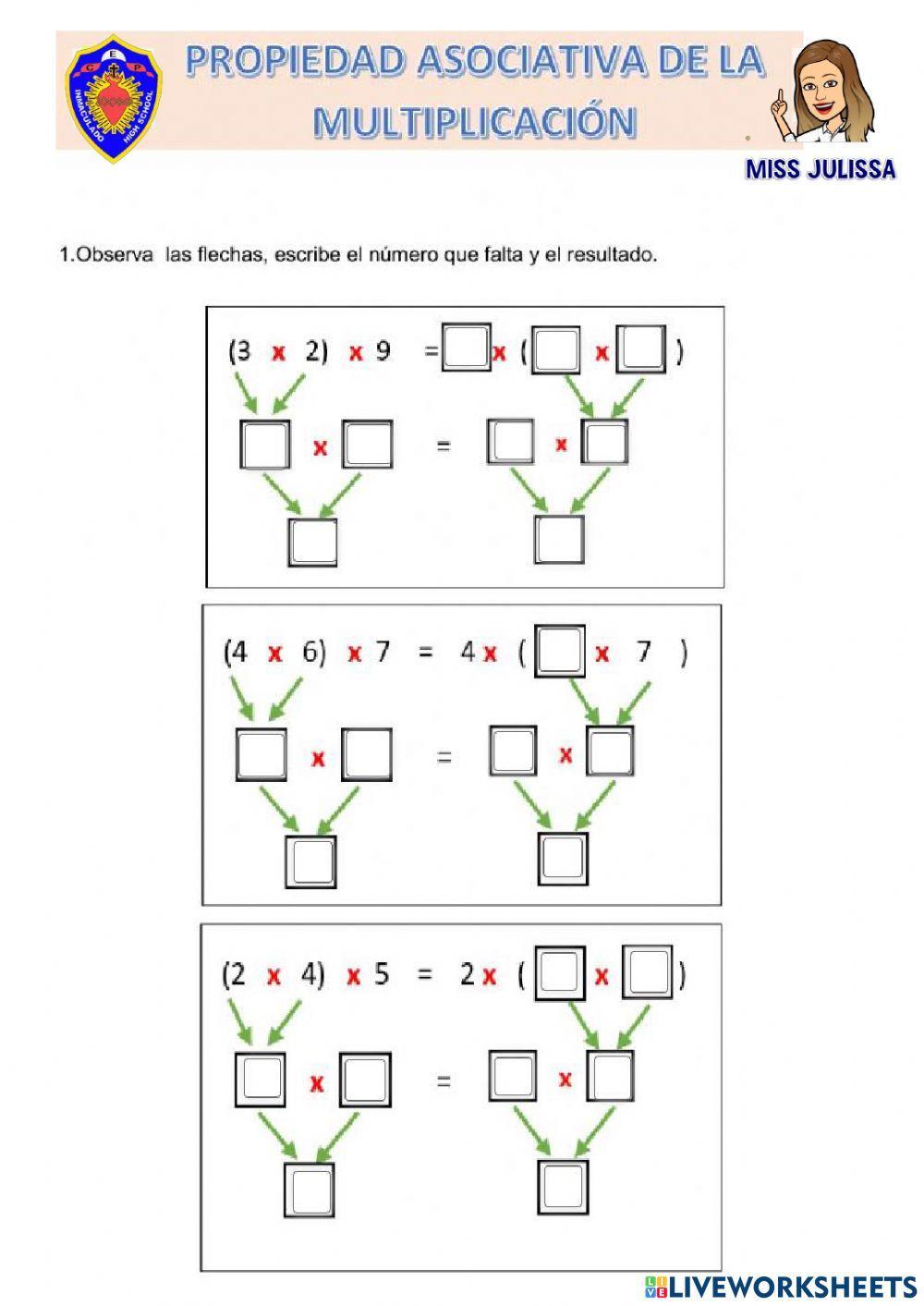 Propiedad Asociativa de la Multiplicación