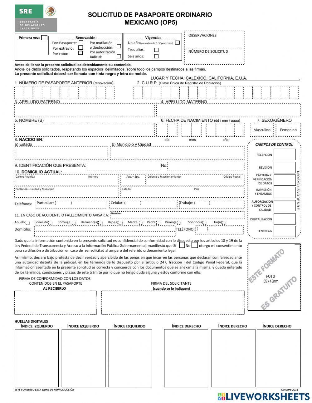 Solicitud de Pasaporte