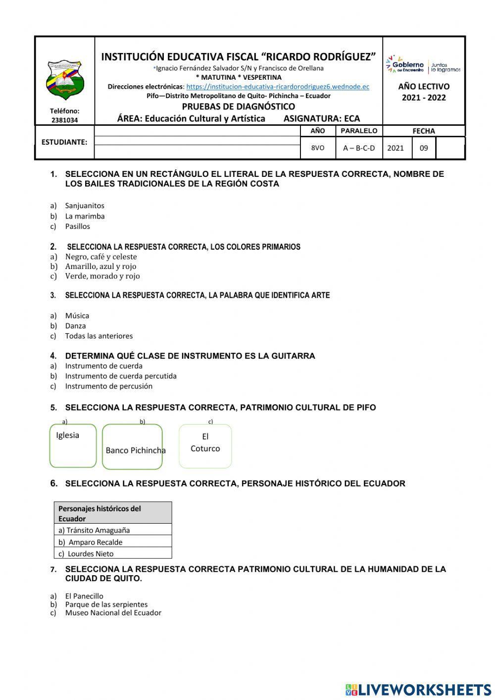 Evaluacion diagnostica de eca
