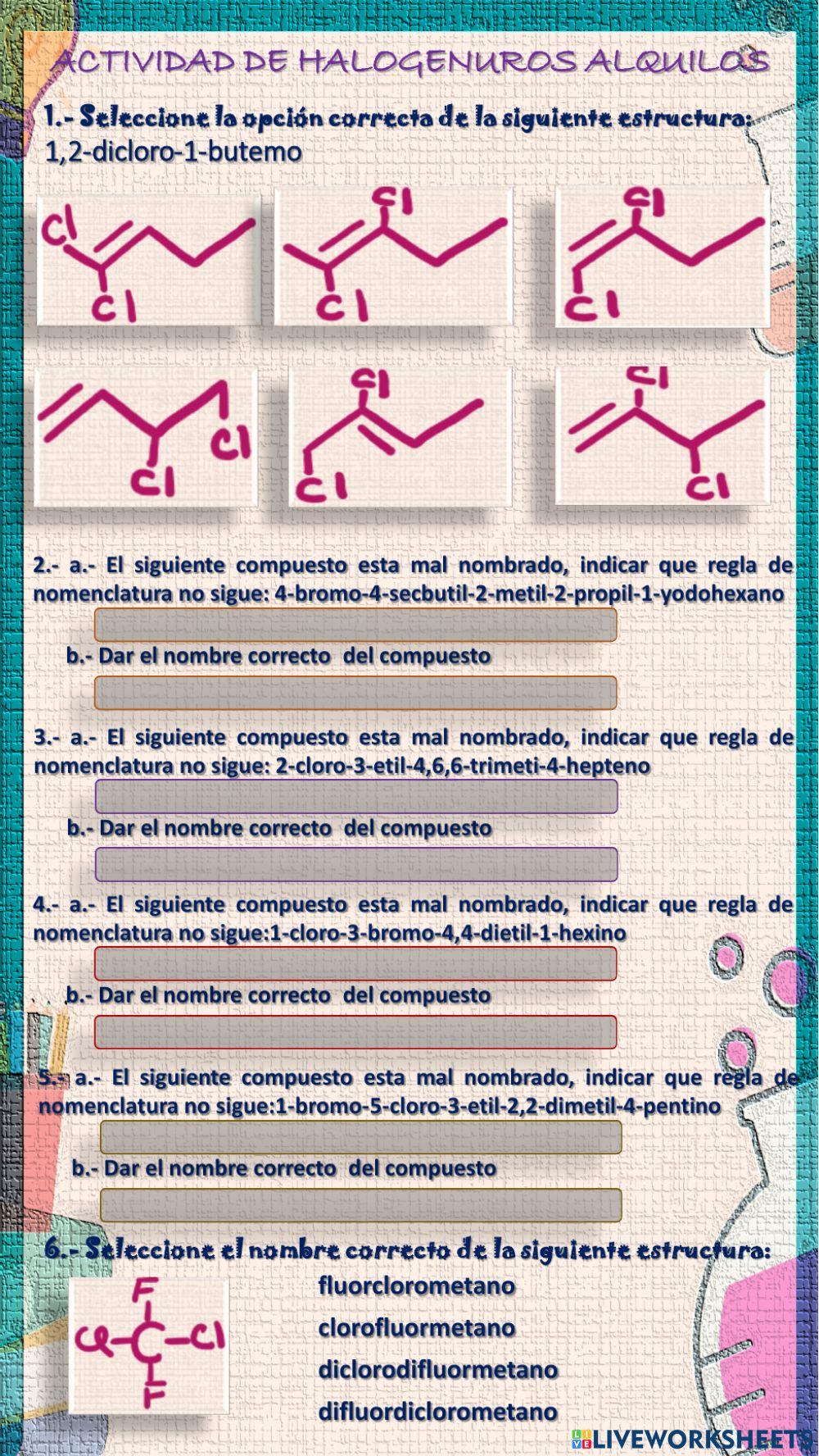 Nomenclatura de Haluros de Alquilos
