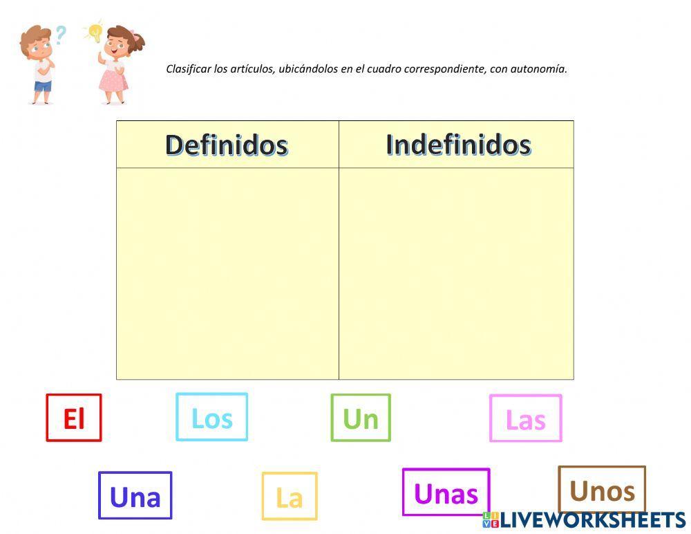 Ficha de artículos definidos e indefinidos