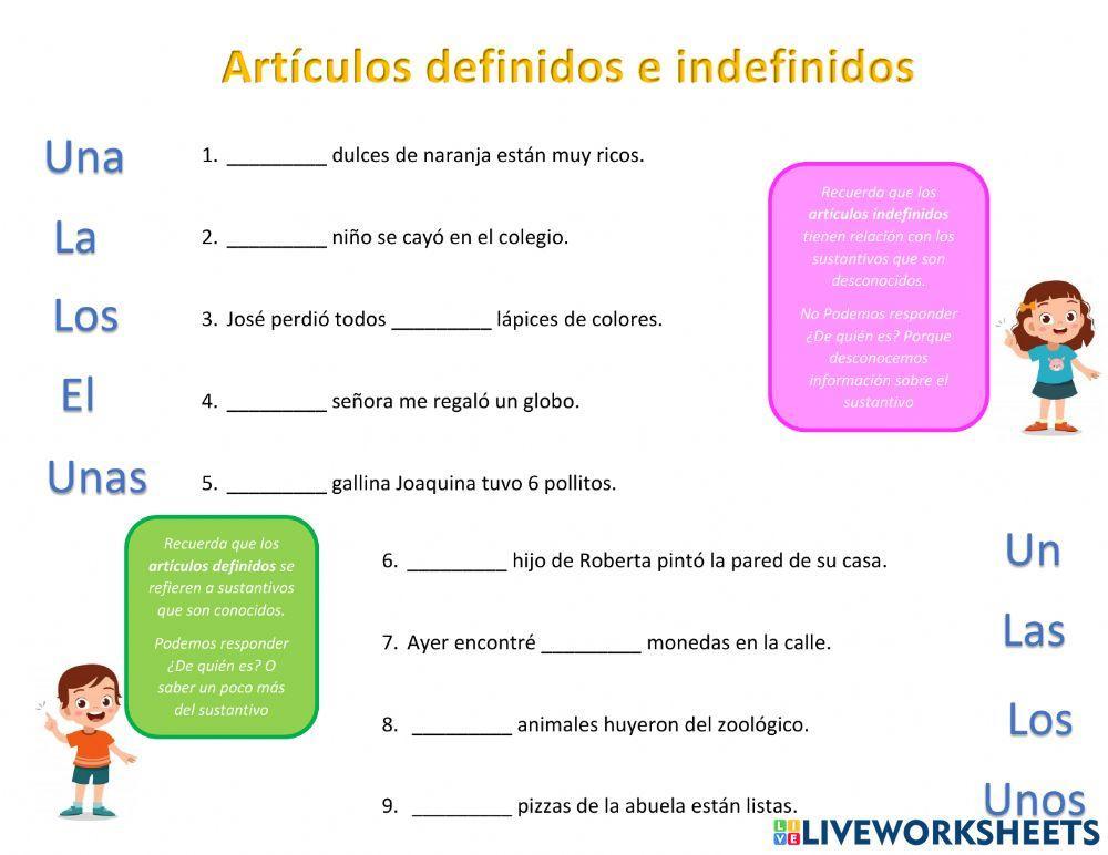 Ficha de artículos definidos e indefinidos