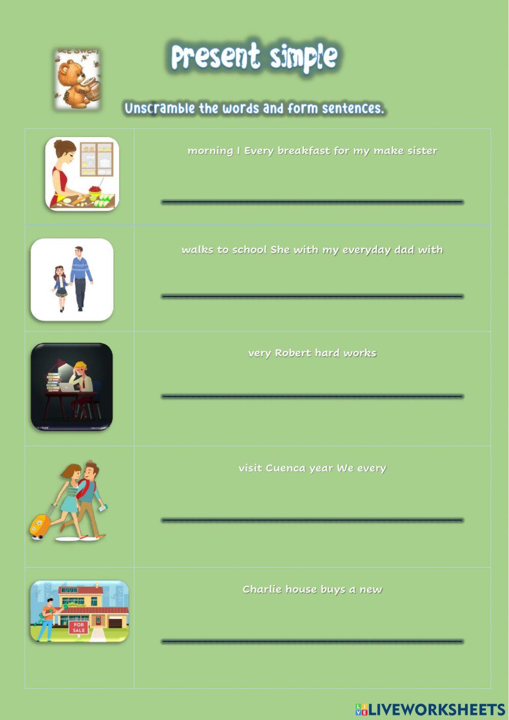 Present simple - affirmative form activity | Live Worksheets