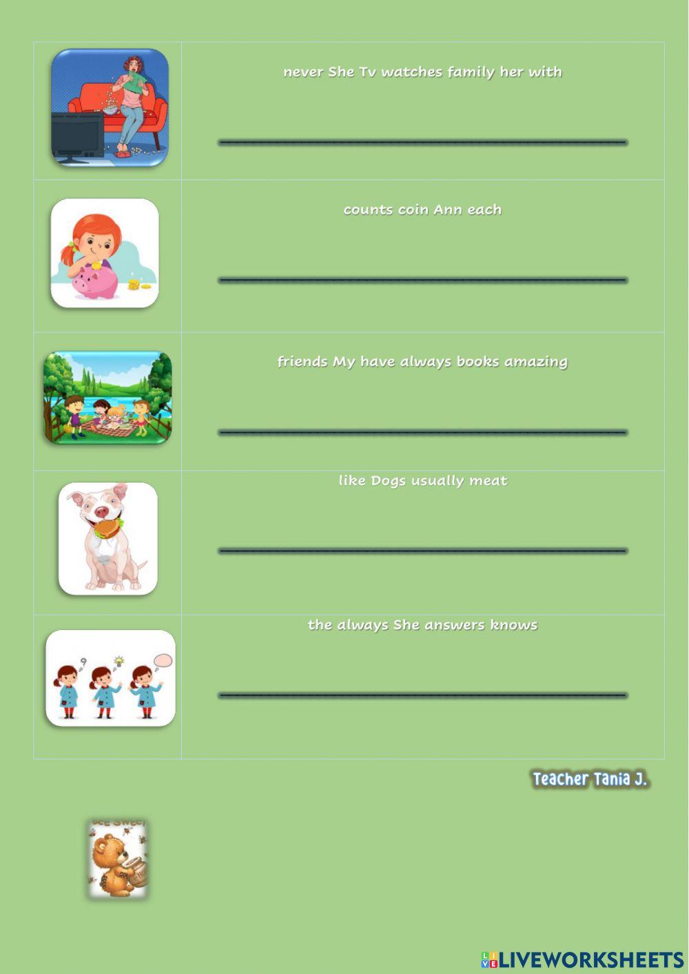 Present simple - affirmative form activity | Live Worksheets
