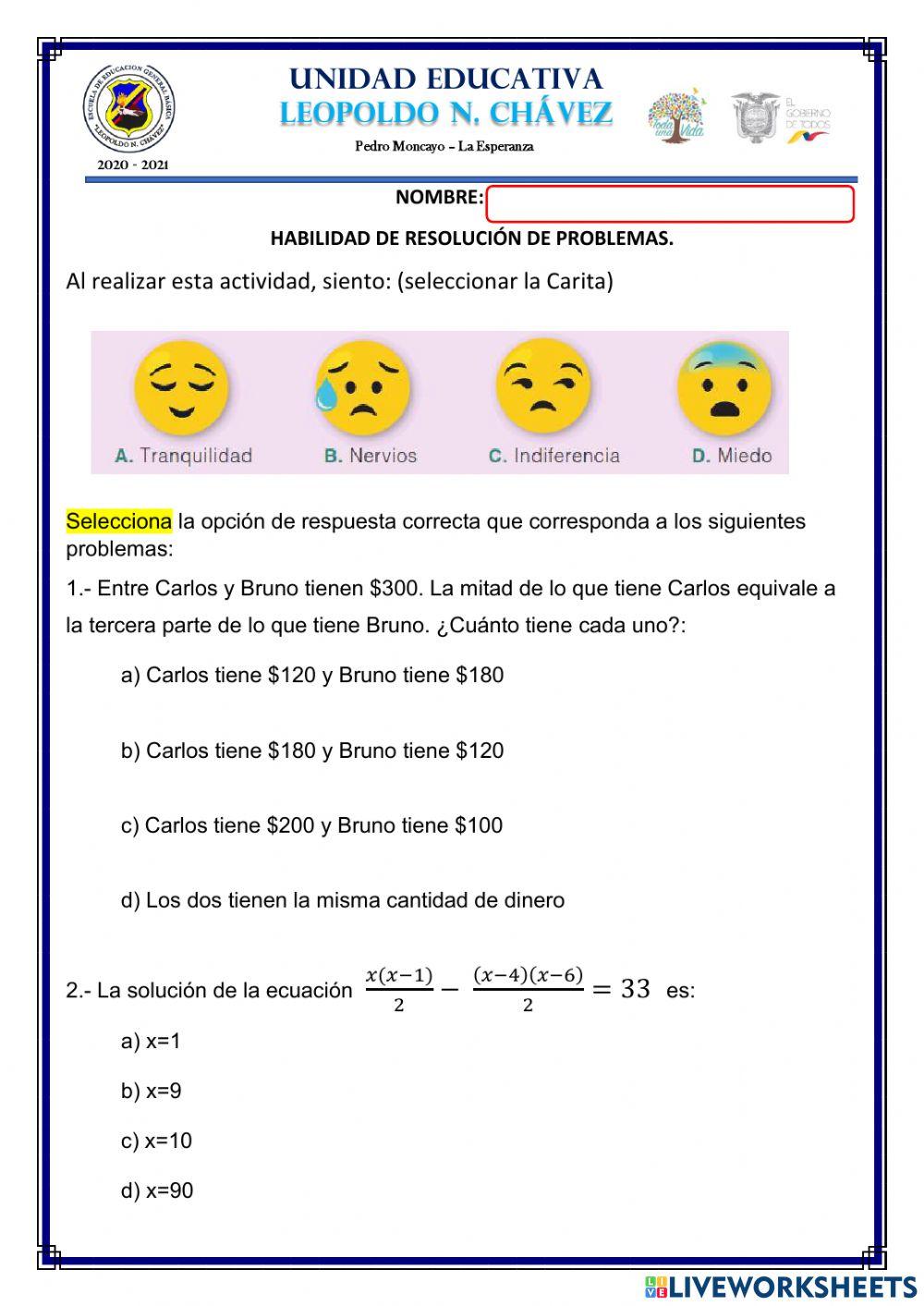 Tareas diagnósticas