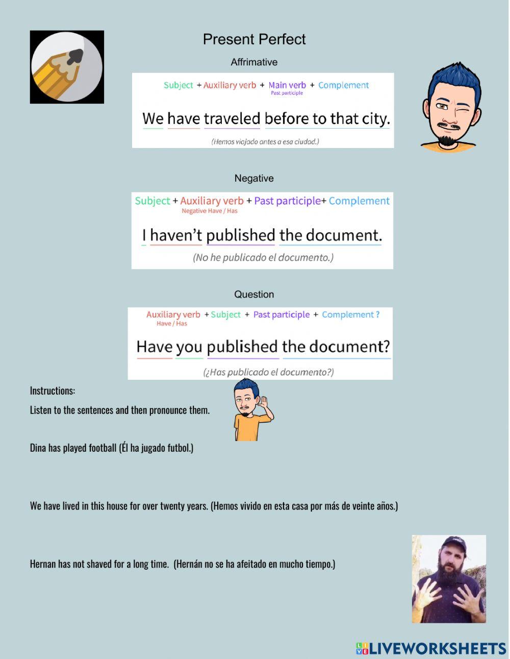 Present Perfect sentence pronunciation