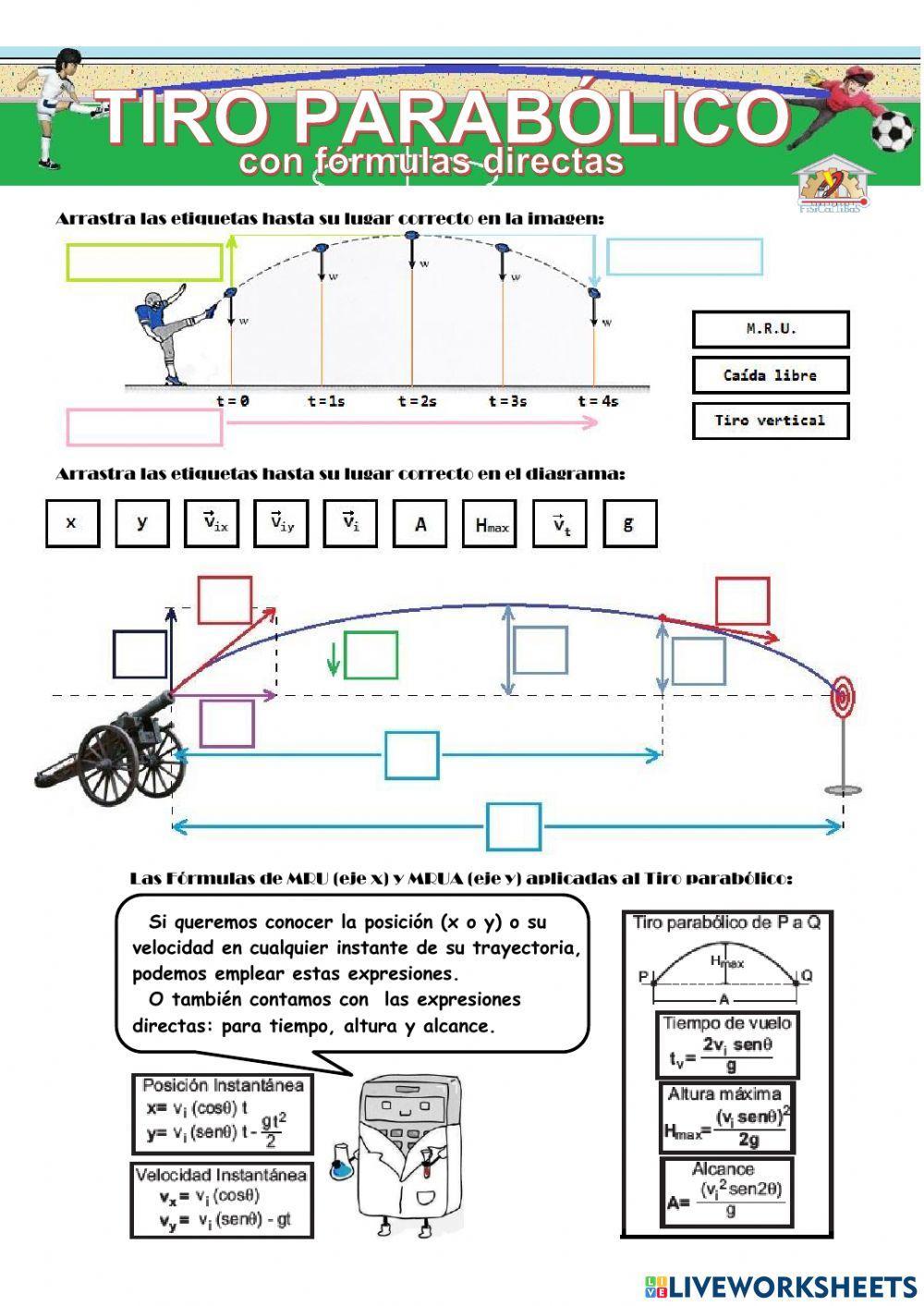 Tiro parabólico con fórmulas directas