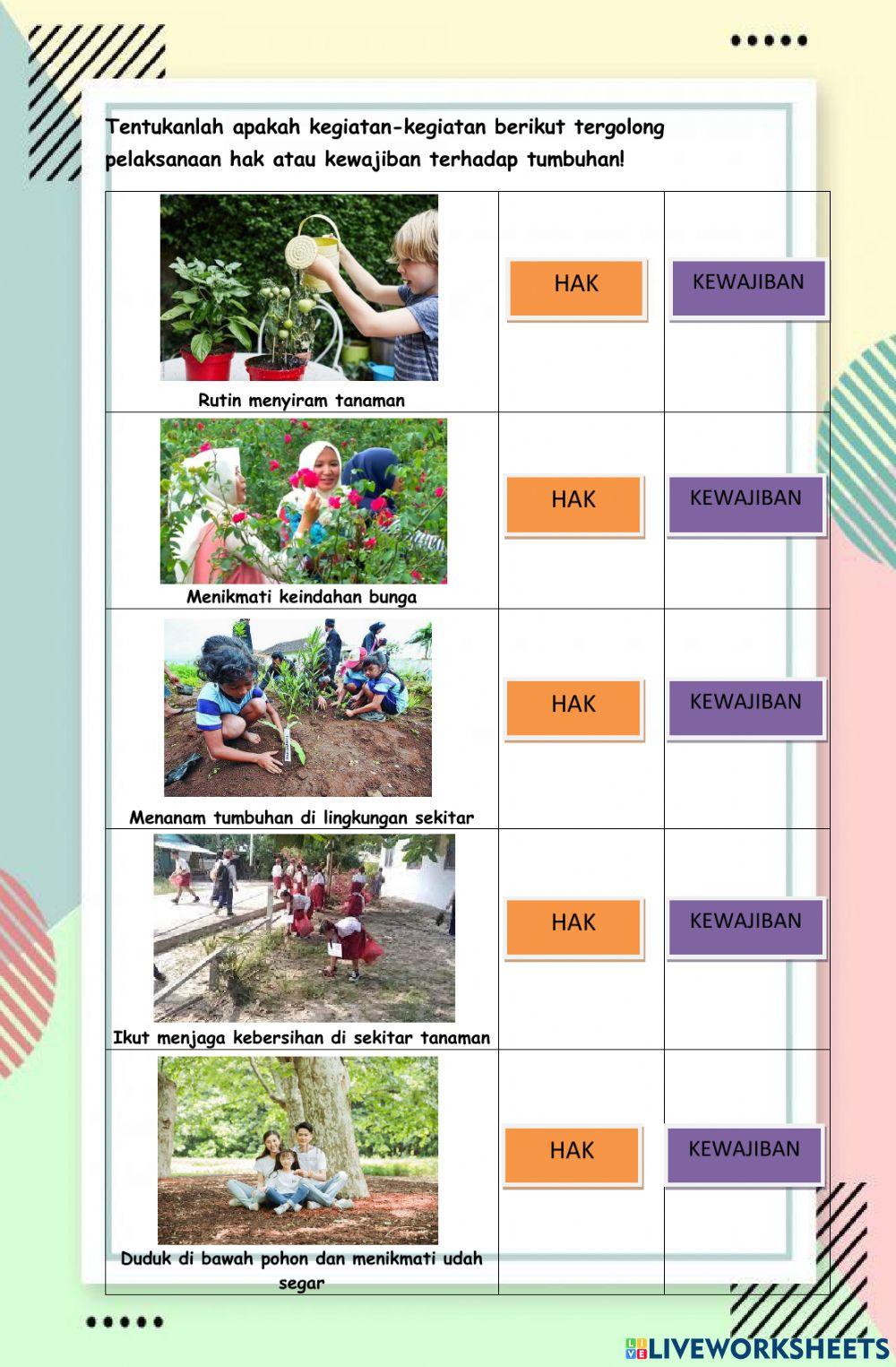 Hak dan Kewajiban Terhadap Tumbuhan
