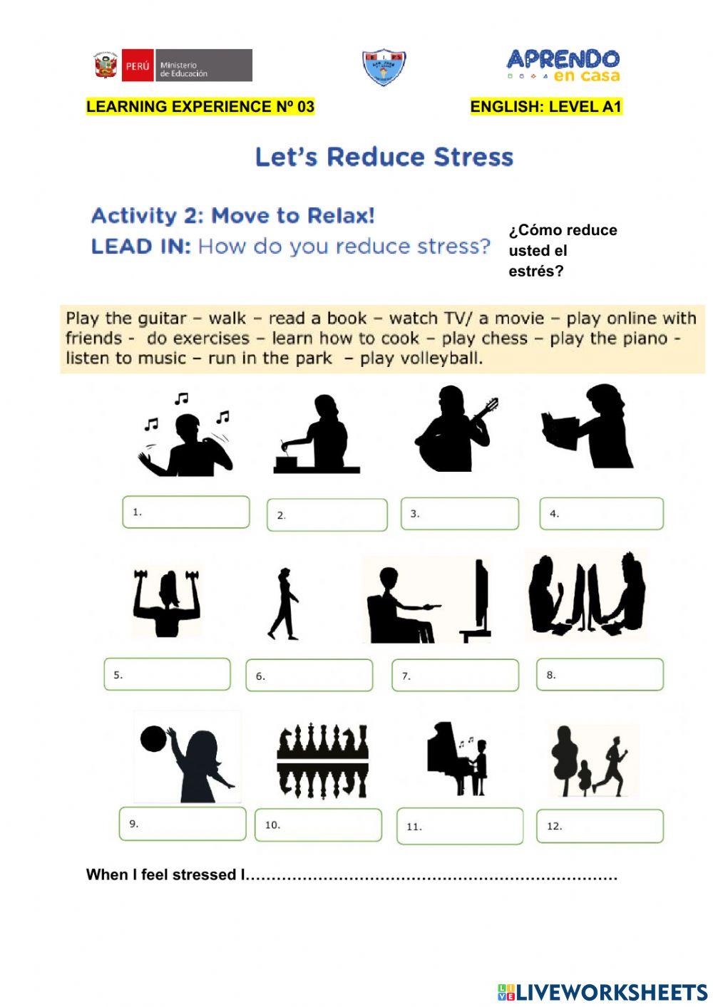 Let's Reduce Stress Activity Nº02 A1 Level.