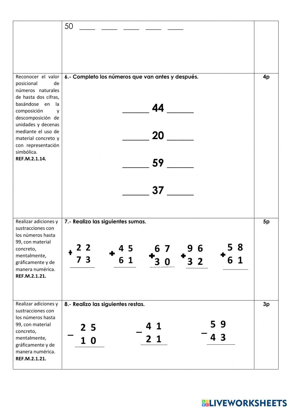 EVALUACIÒN MATEMÀTICA diagnostica