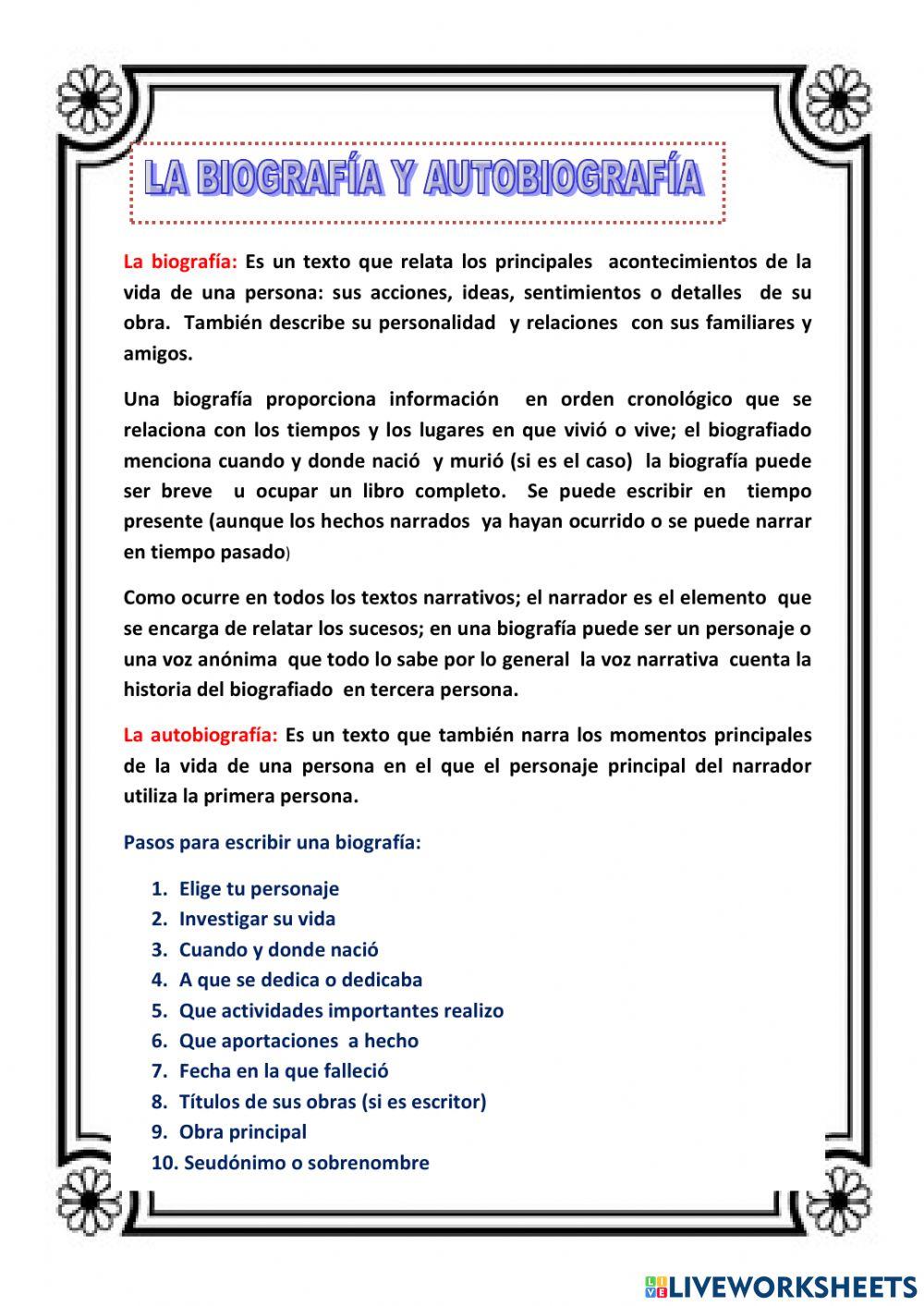 La Biografía y autobiografía