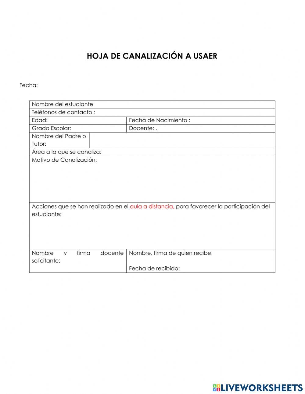 Canalización a USAER