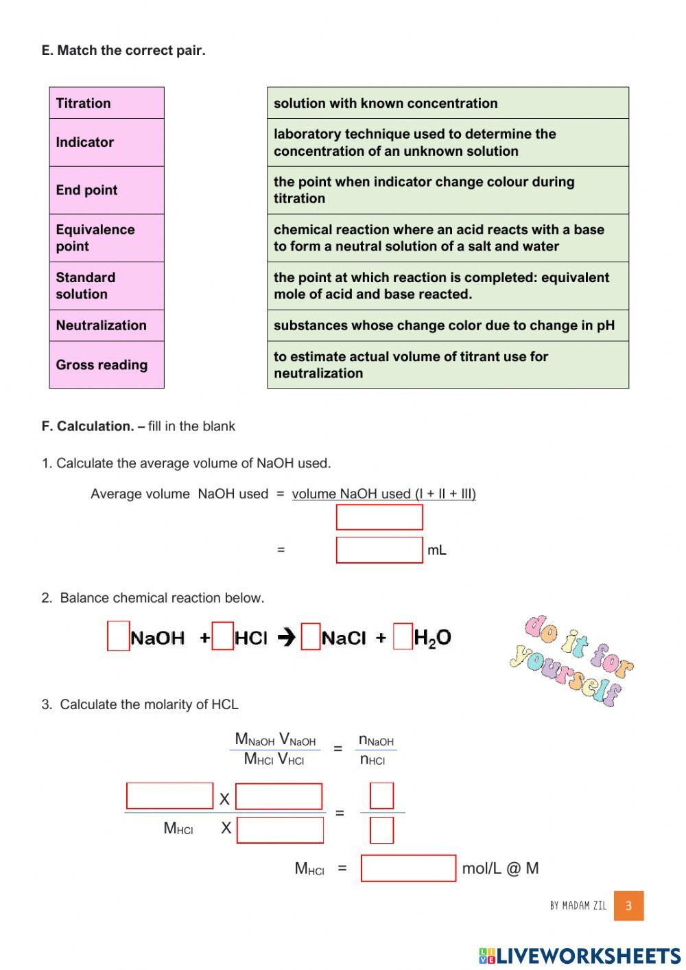 Acid base titration