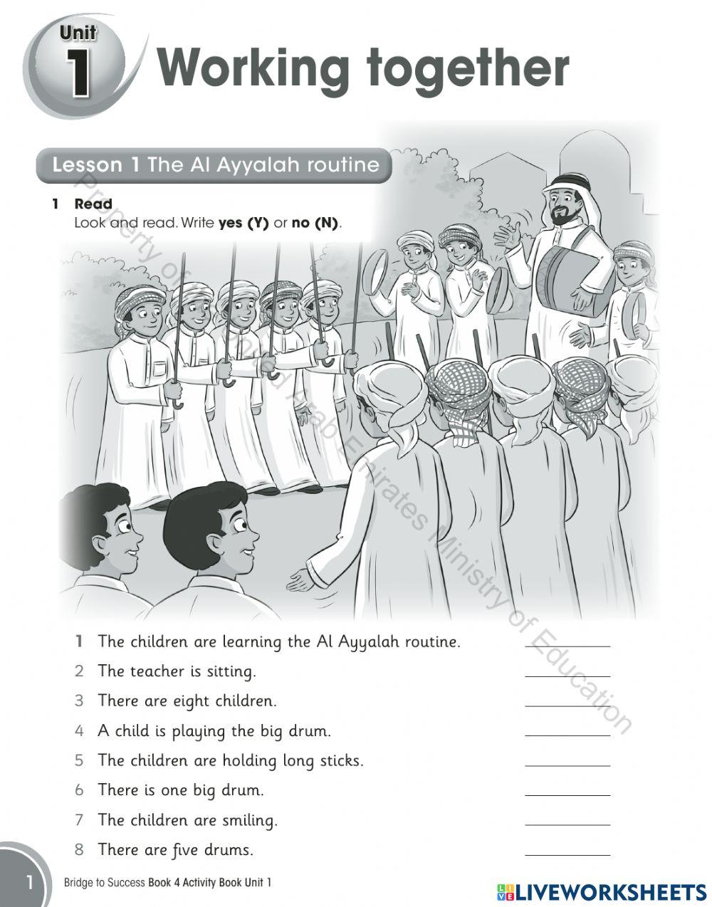 Grade 4 English BTS Unit 1 Lesson 1 Al Ayyalah Routine