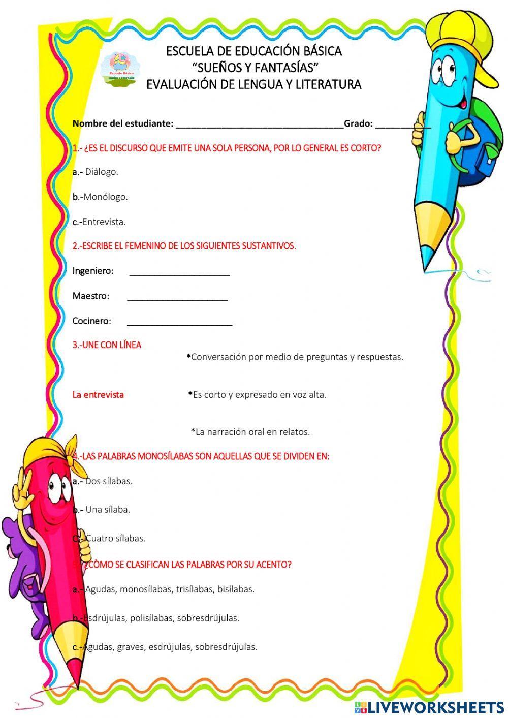 Evaluación de Lengua