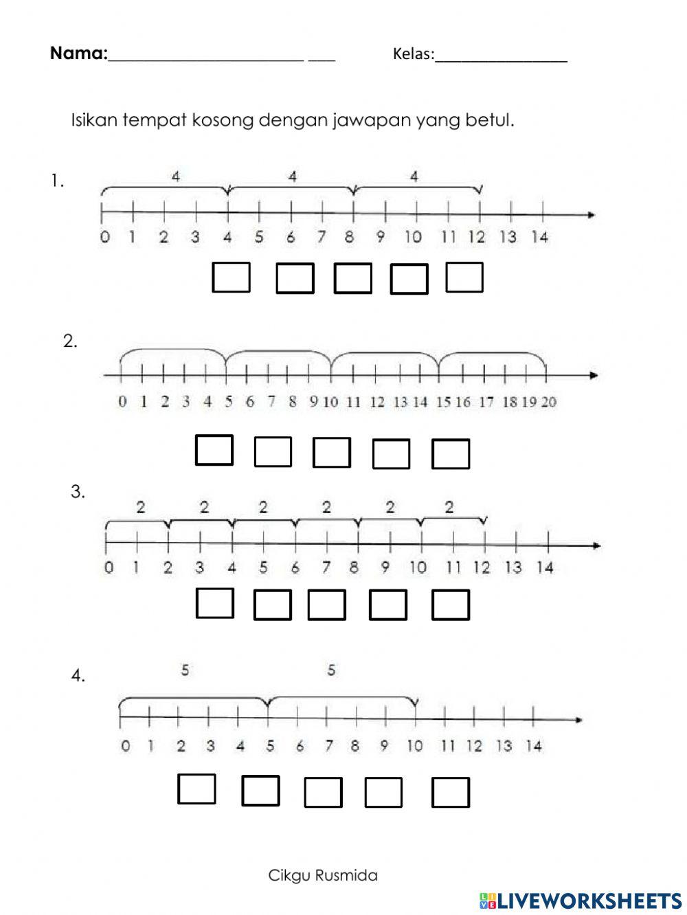 Darab menggunakan garis nombor