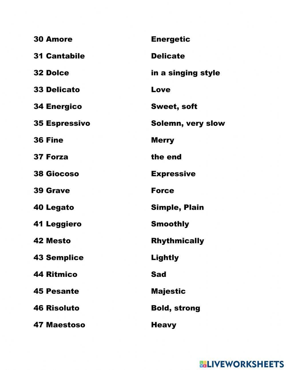 Music Theory Vocabulary Grade 3