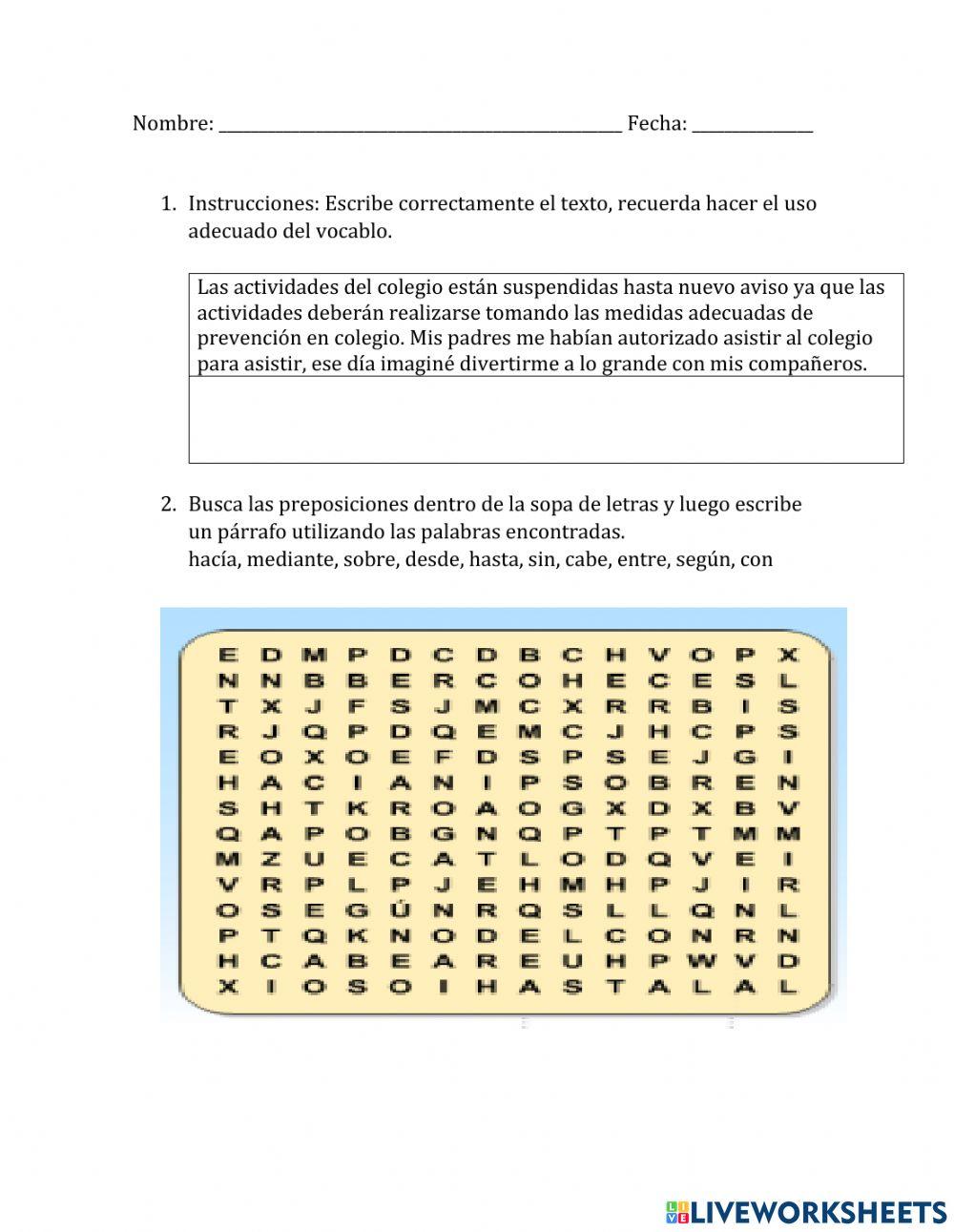 Ejercicio práctico de Lengua