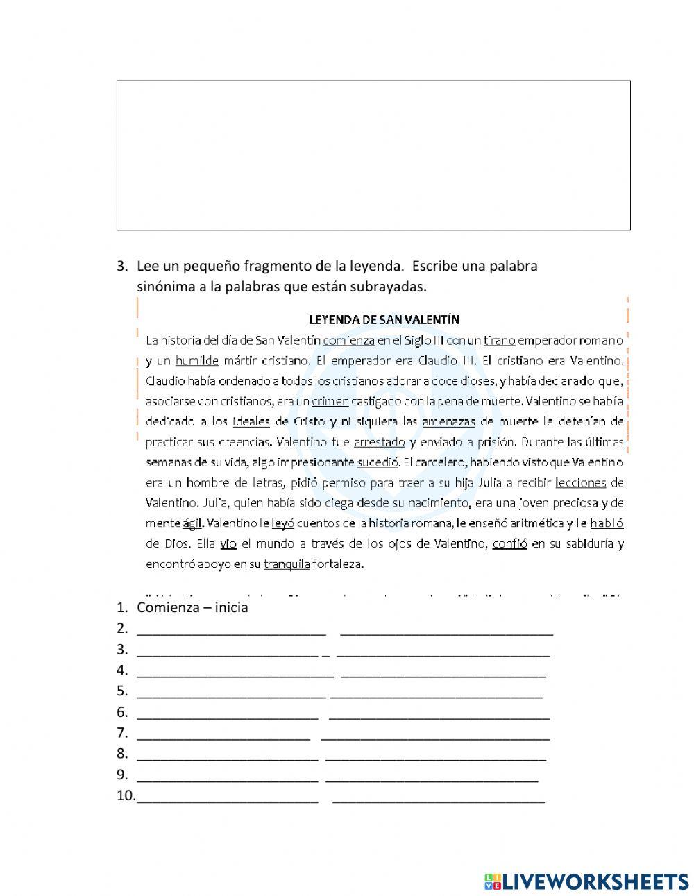 Ejercicio práctico de Lengua