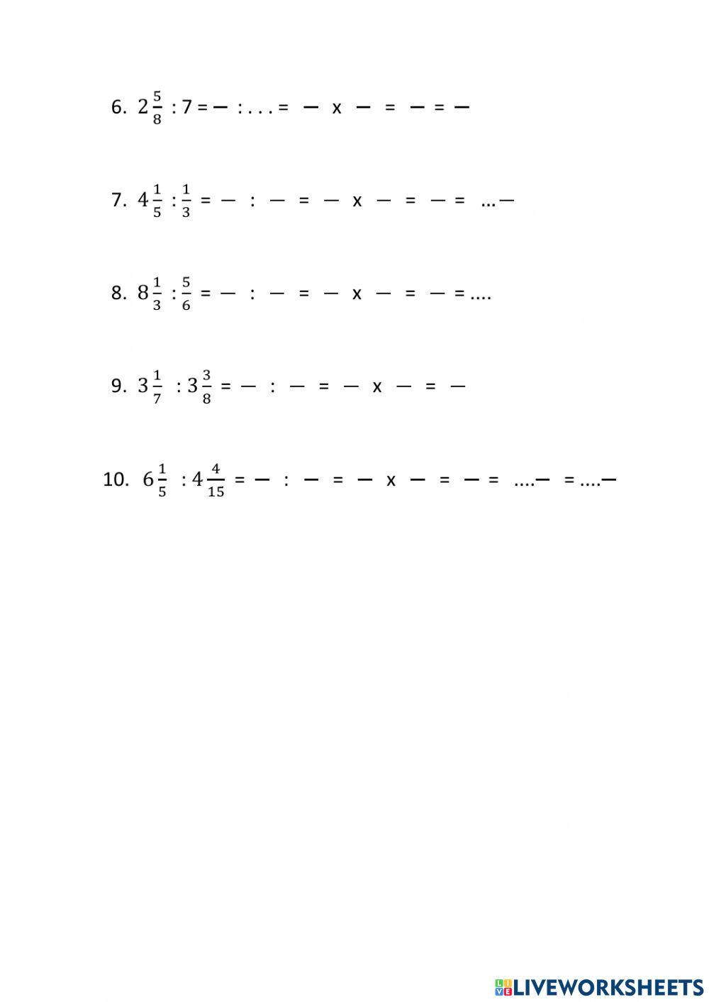 Latihan Pembagian Pecahan