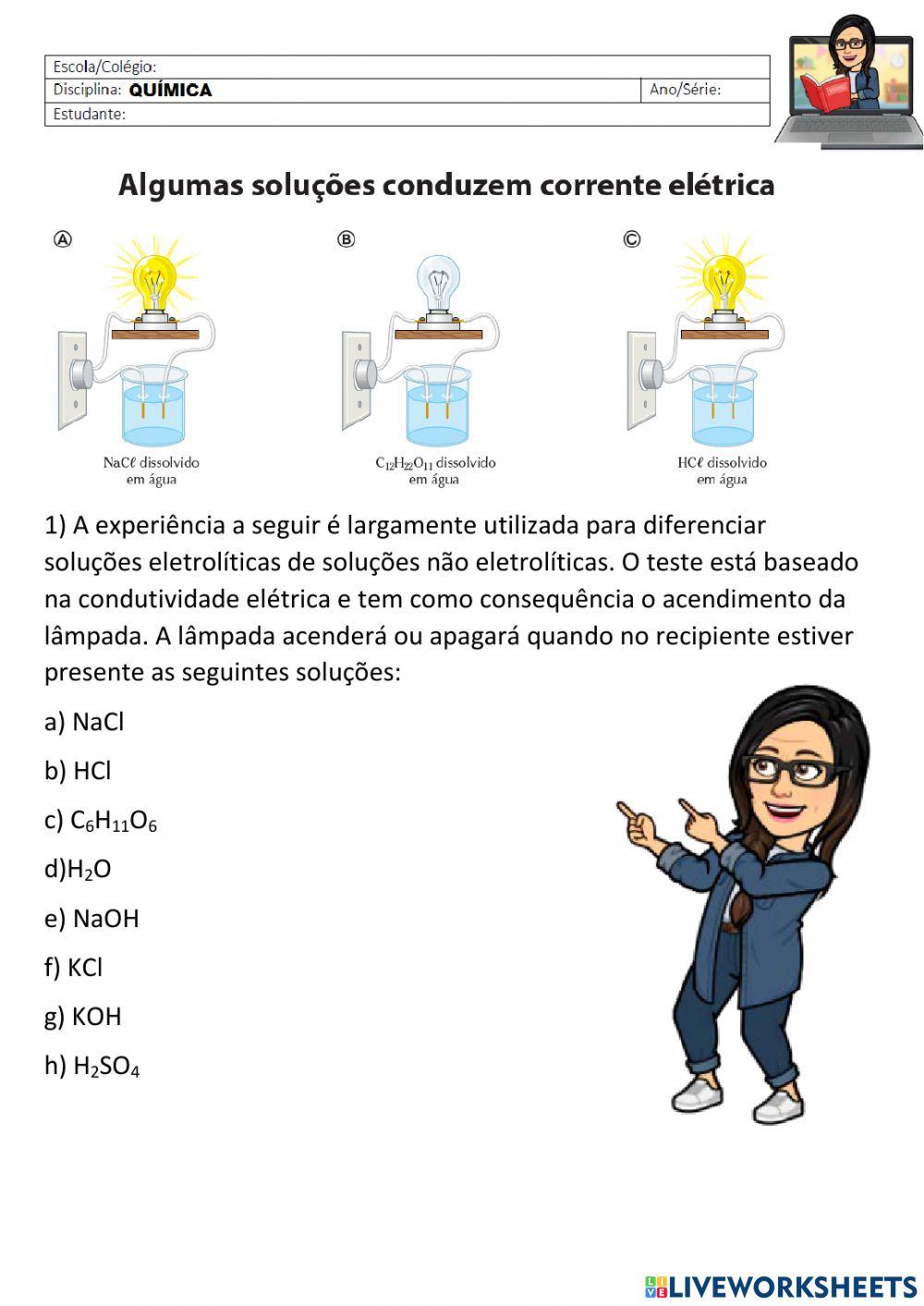 Condutividade elétrica de soluções aquosas