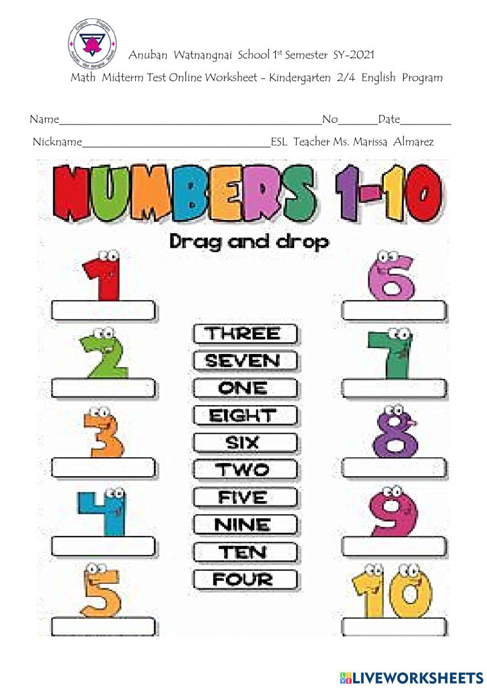 Maths Midterm  Test K2-4 Wednesday