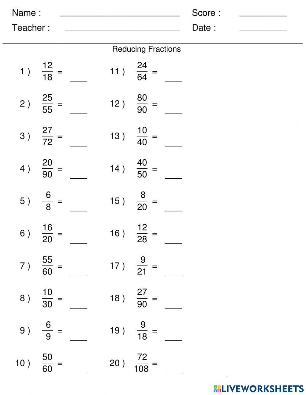 Simplifying Fractions Simplifying Fractions