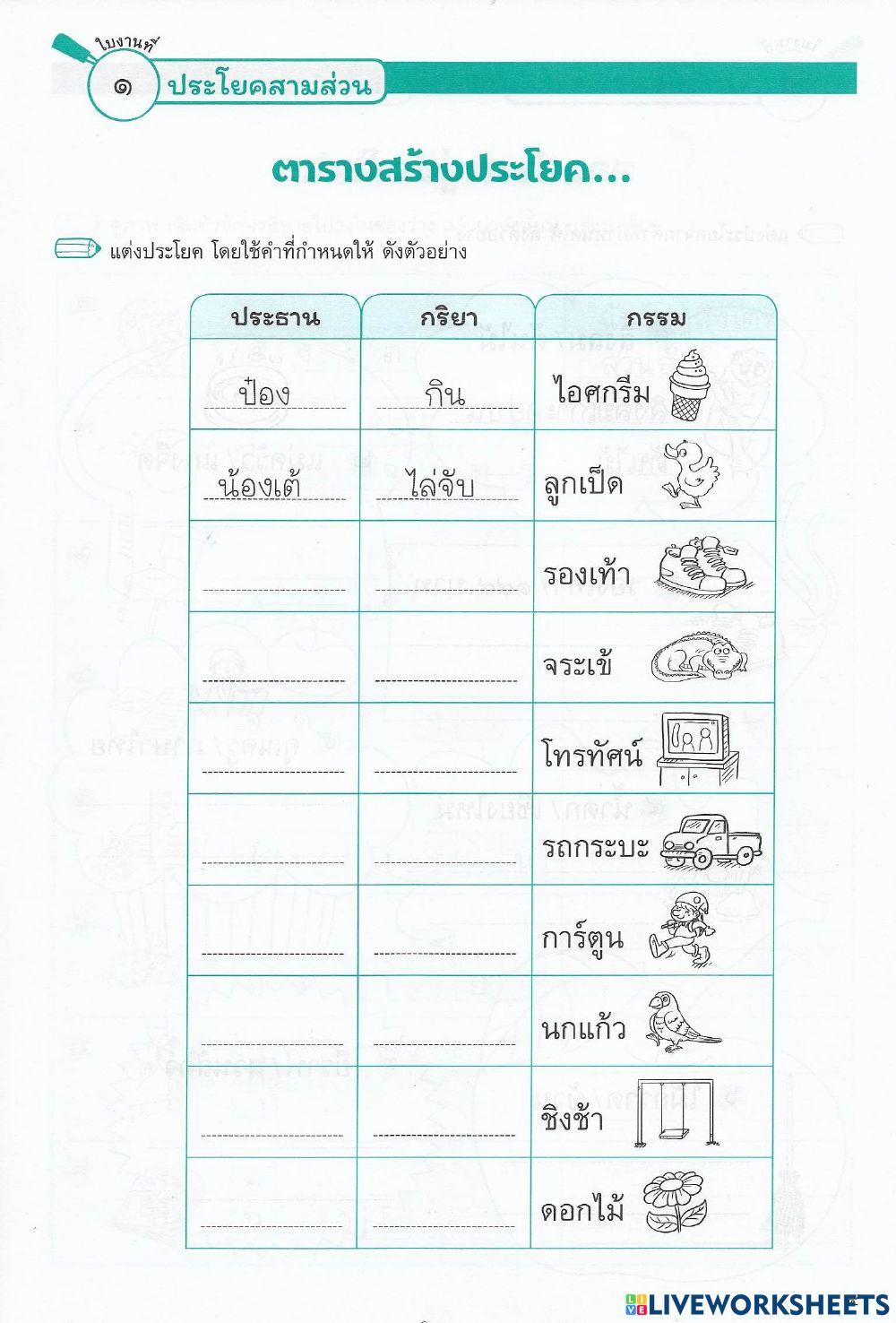 ประโยค 3 ส่วน