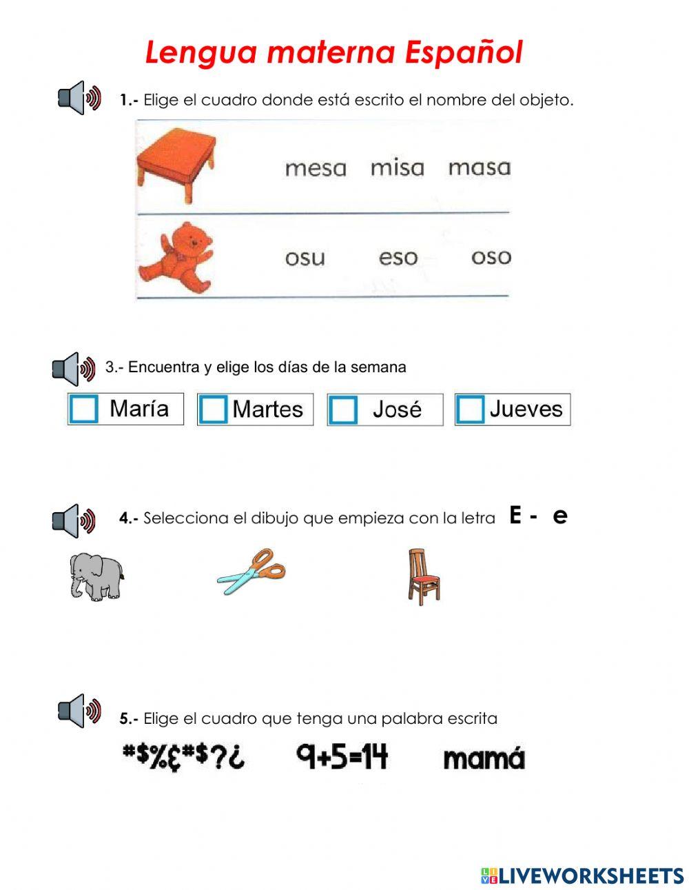 Examen diagnóstico español