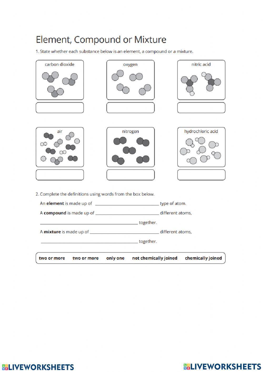 Grade 6 elements, compounds and mixtures