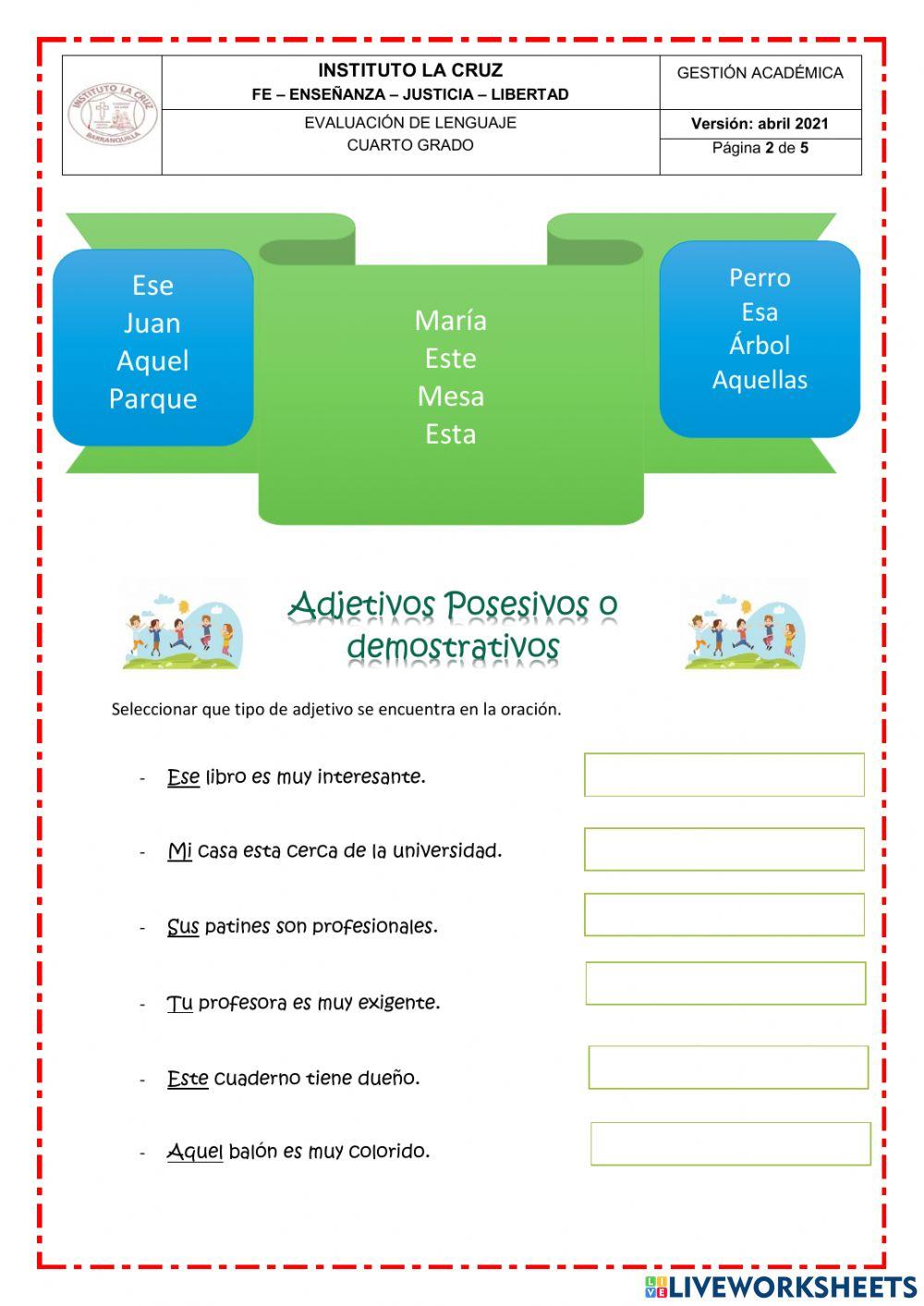 Evaluación de Lenguaje.