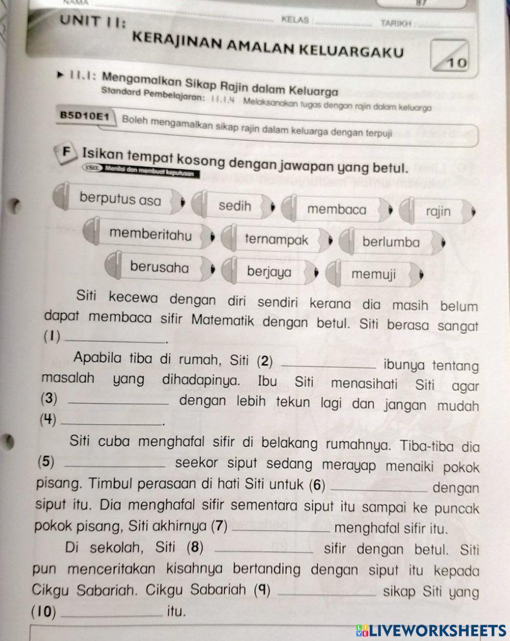 Sikap Rajin Terhadap Keluarga