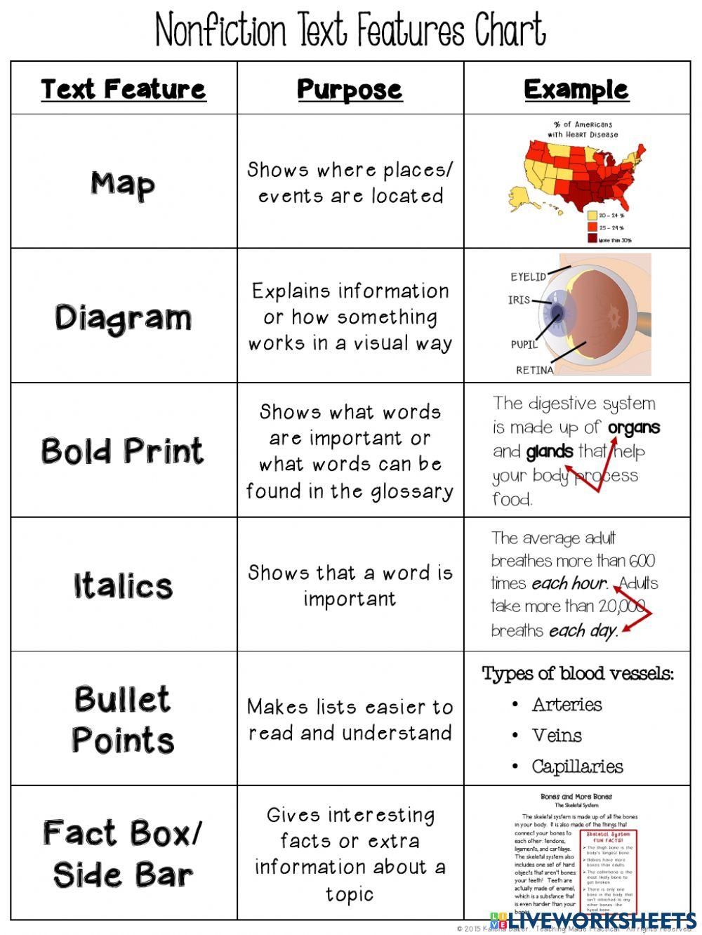 Text Features Chart