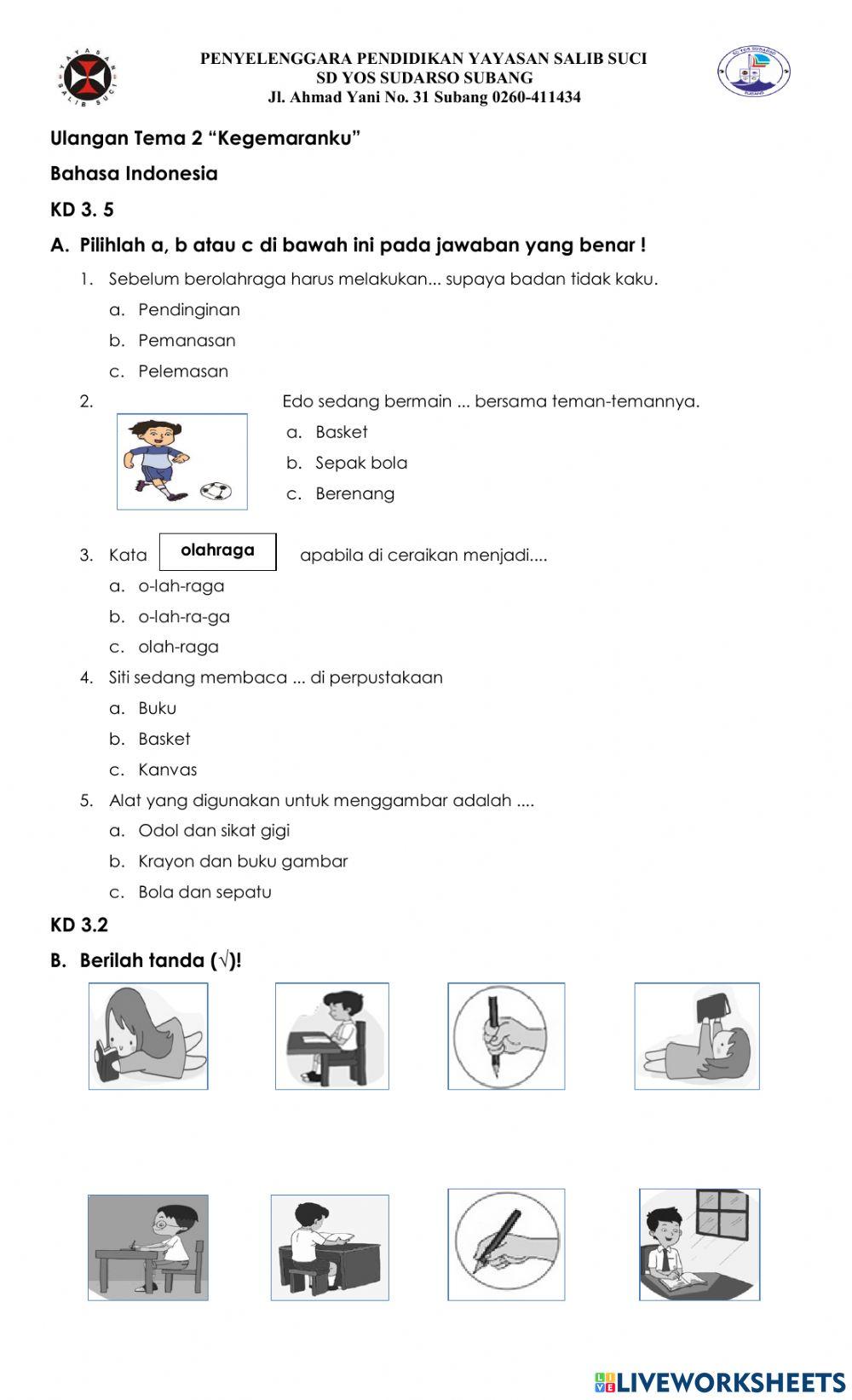 Ulangan Bahasa Indonesia Tema 2