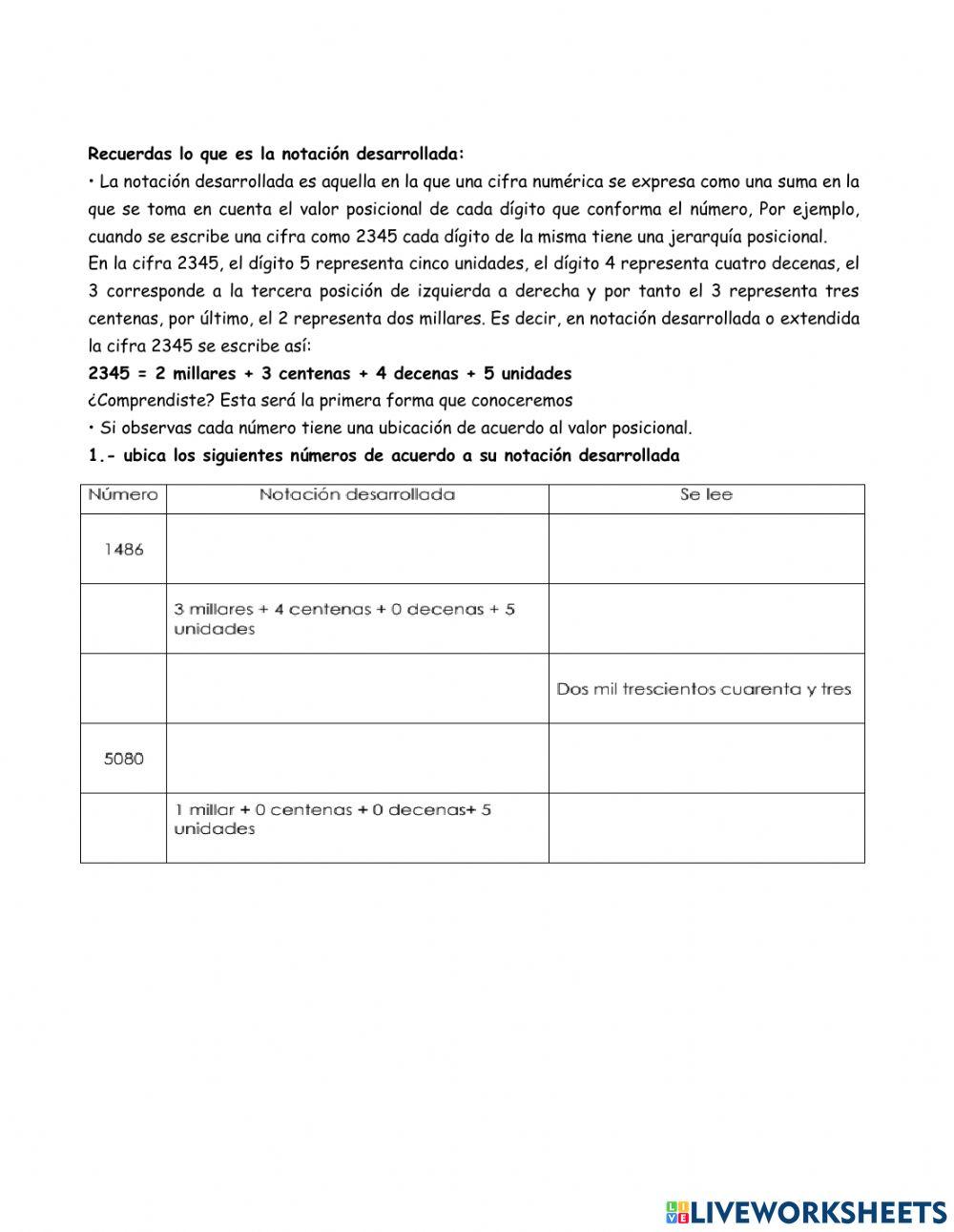 Notación desarrollada