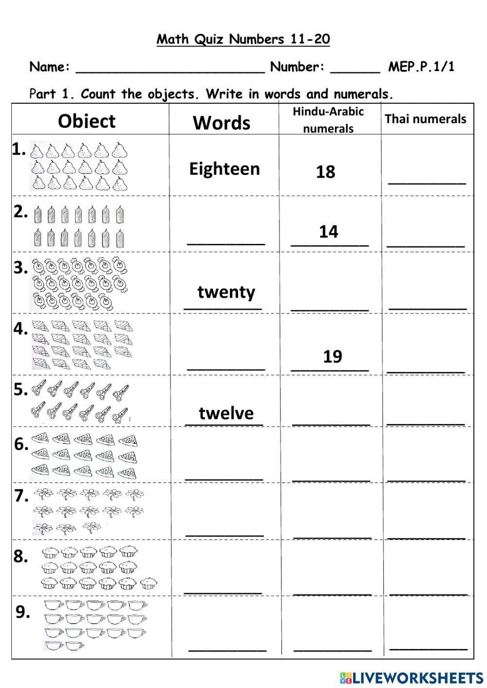 Numbers 11-20 Numbers 11-20