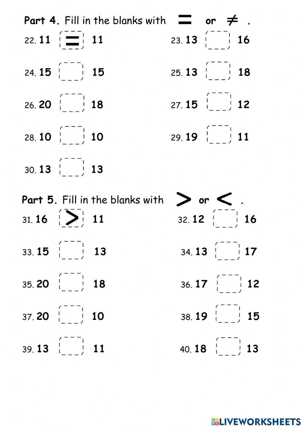 Numbers 11-20 Numbers 11-20