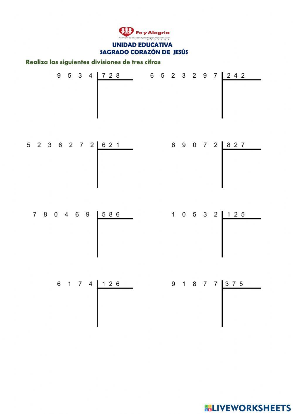 División de tres cifras